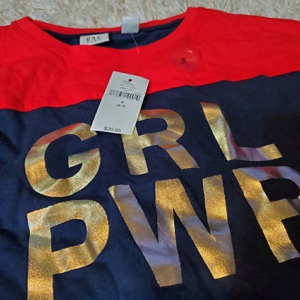 GAP KIDS Girl Power Long Sleeve Shirt - Size Small (6-7)